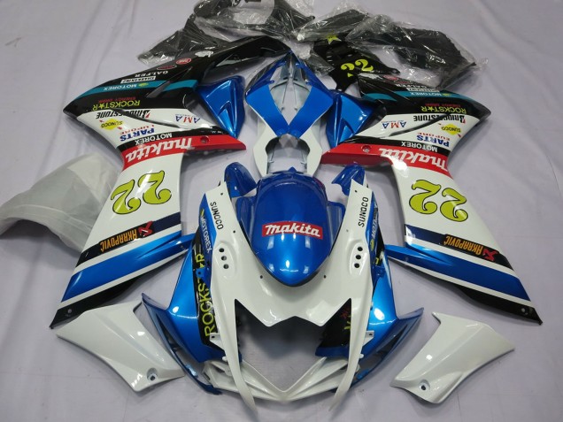 22 Weiß & Blau 07-08 GSXR 1000 Motorrad Verkleidung