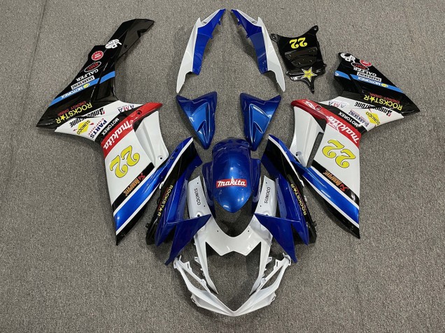 22 Rockstar Weiß & Blau 11-24 GSXR 600-750 Motorrad Verkleidung