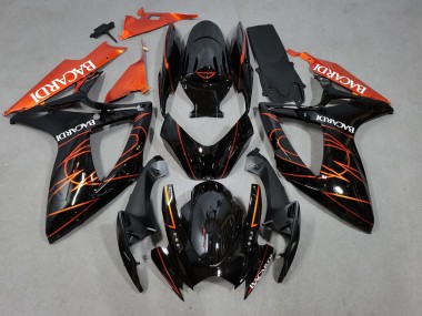Bacardi Schwarz & Orange 06-07 GSXR 600-750 Motorrad Verkleidung