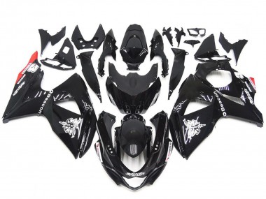 Einfarbig Schwarz Rot Glänzend Stil 09-16 GSXR 1000 Motorrad Verkleidung
