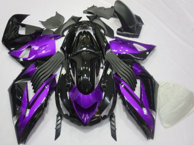 Glanz Lila & Schwarz Schlicht 06-11 ZX14R Motorrad Verkleidung