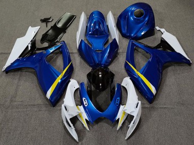 Glänzend Blau Weiß & Gelb 06-07 GSXR 600-750 Motorrad Verkleidung
