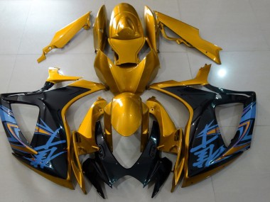 Glänzend Gold & Schwarz 06-07 GSXR 600-750 Motorrad Verkleidung