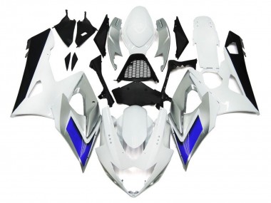 Glänzend Weiß Mit Silbernen Akzenten & Blau 05-06 GSXR 1000 Motorrad Verkleidung