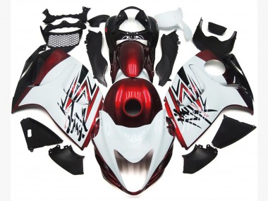 Glänzend Weiß Mit Tiefrotem Custom 08-20 GSXR 1300 Motorrad Verkleidung