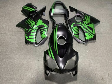 Matt Schwarzer & Grüner Totenkopf 01-03 CBR600 F4i Motorrad Verkleidung
