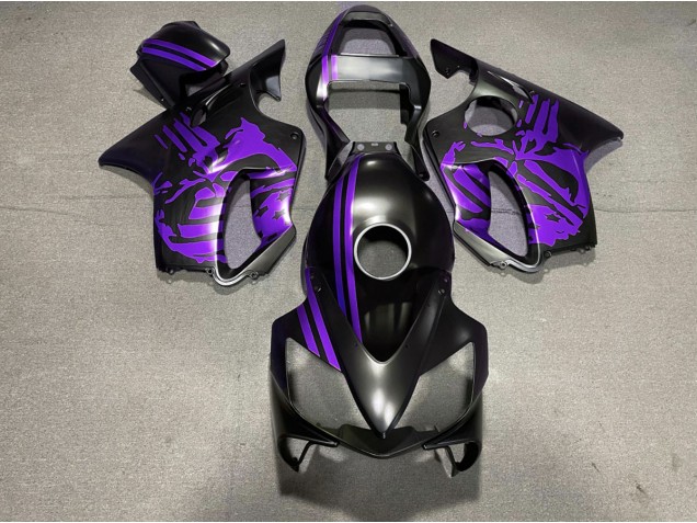 Matt Schwarzer & Violetter Totenkopf 01-03 CBR600 F4i Motorrad Verkleidung