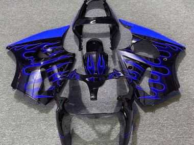 Schwarz Glänzend & Blau Flame 00-02 ZX6R Motorrad Verkleidung