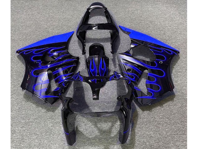 Schwarz Glänzend & Blau Flame 00-02 ZX6R Motorrad Verkleidung